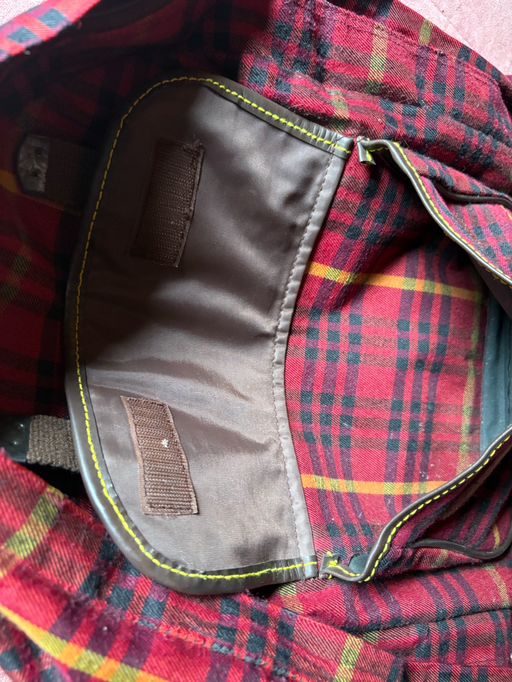 Vtg 90s Dr Martens Red Plaid Backpack- Red Yellow Brown Black- Grunge - Picture 10 of 14